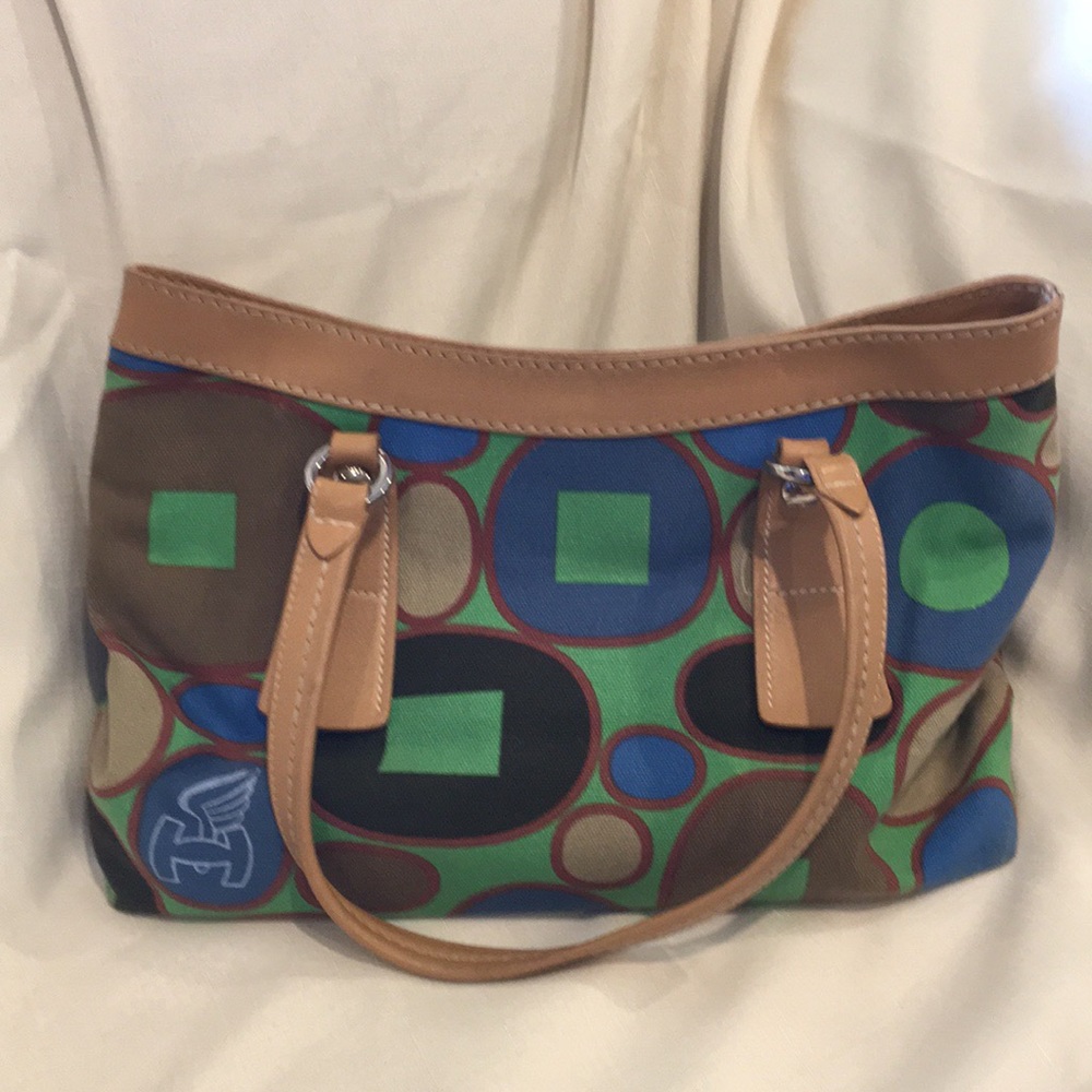 HOGAN canvas purse w/ leather trim